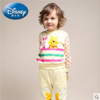 童装迪士尼女童 波点袖拼接运动套装 儿童套装